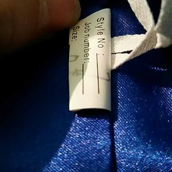 Dark blue prom dress with sparkly gems. - Picture 6 of 7